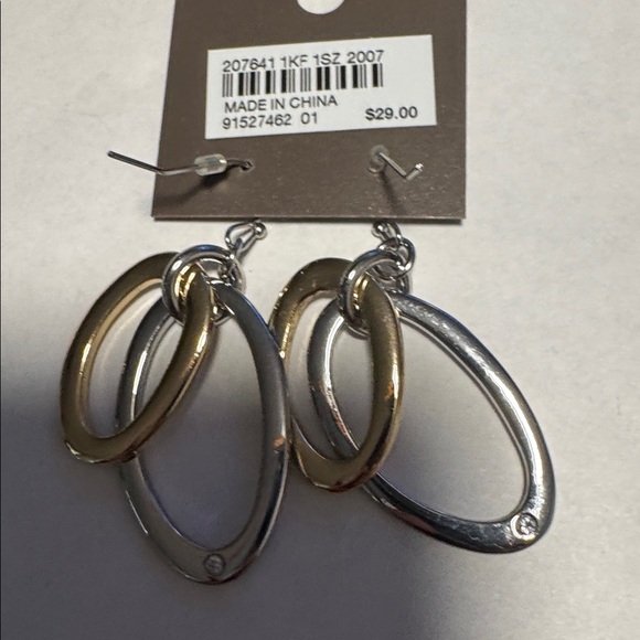 J. Jill Mixed Metal Oval Link Dangle Earrings NWT. (BJ111) - Picture 5 of 5